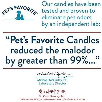 Pet's Favorite French Vanilla Candle for Pet Odor, Clean, Plant Based Air Freshener with a Natural Fiber Wick and 70 Hour Burn Time, Scented Pet Candle for Home