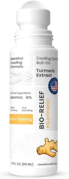 Bio-Relief Turmeric Roll-On – Turmeric Botanical Oil Roller for Neck, Shoulders & Body, Easy Glide Herbal Roll On, Non-Greasy Skin Care Oil, Portable Self-Care Roller