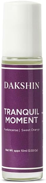 DAKSHIN Tranquil Moment Essential Oil Roll-On | Frankincense, Ylang Ylang, Clary Sage & Sweet Orange | Naturally Grounding Stress-Ease Aromatherapy | Cruelty-Free | 10ml