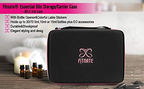 Essential Oils Storage – FITNATE Essential Oils Case for 5ml 10ml 15ml Essential Oils, Essential Oil Travel Case with Essential Oils Labels& Bottle Opener (70 bottles, Pink)