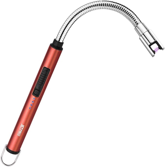 Candle Lighters USB Rechargeable Arc Electric Lighter with 360° Flexible Neck for Candle BBQ Camping (Red)