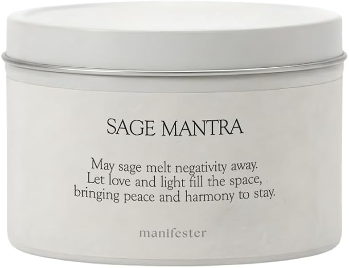 Pure Sage Natural Soy Wax Candle – Phthalate, Paraben & Paraffin Free – Clean Burn Cotton Wick (No Lead or Zinc) – Long-Lasting Aromatherapy – Energy Cleansing Smudge – 6 oz Tin Candle (Pure Sage)
