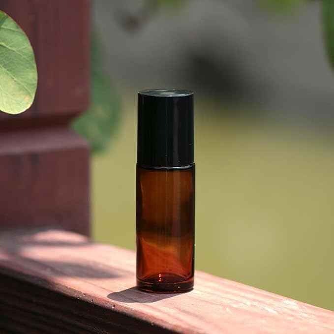 2Pcs Brown 30ml Glass Essential Oil Roller Bottles Refillable Roll on Bottles Empty Deodorant Bottle Containers Rollerball Beauty and Personal Care Tools for Fragrance Cosmetics