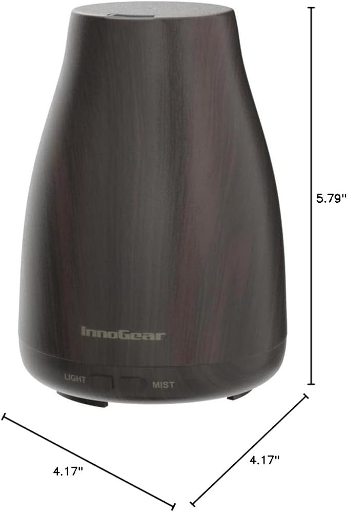 InnoGear Essential Oil Diffuser with Oils, 100ml Aromatherapy Diffuser with 6 Essential Oils Set, Aroma Cool Mist Humidifier Gift Set, Dark Wood Grain