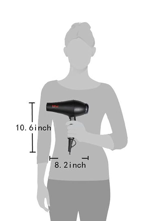 MHU Professional Salon Grade 1875w Low Noise Ionic Ceramic Ac Infrared Heat Hair Dryer Plus One Concentrator and One Diffuser Black Color