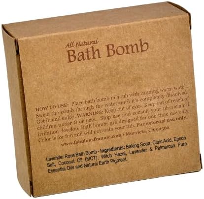 Fabulous Frannie Lavender Rose Natural, Handmade Bath Bomb Set, Rich in Essential Oil, Mineral Salt, Coconut Oil, Witch Hazel, Fizzies to Moisturize Skin 2.5oz (Pack of 1)
