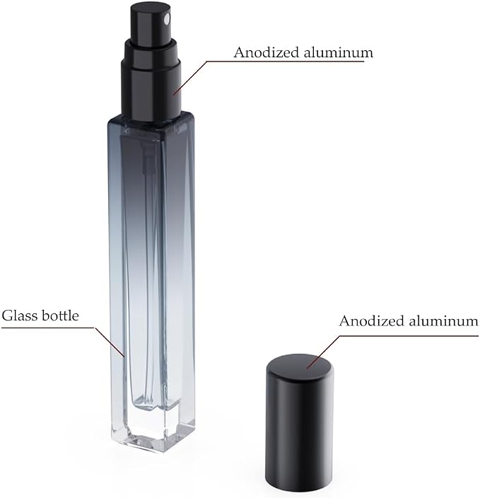 5PCS Cologne Atomizer Empty, 10ML Mini Perfume Bottles Refillable With Dispenser Tools, Pocket Spray Bottle for Travel and Sample Container (Gradient+Black Cap)