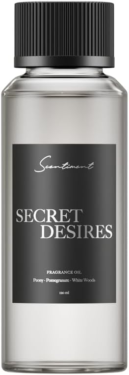 Scentiment Secret Desires Diffuser Oil - Premium Hotel Scent with Notes of Peony, Pomegranate & White Woods Home Scent, Hotel Fragrance Oil Diffuser Refill - 4.06 fl oz (120 mL)