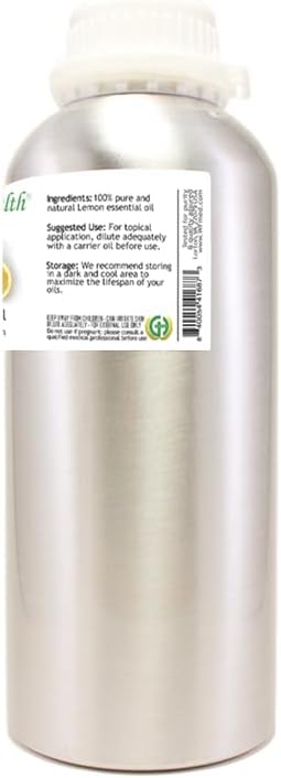 32 oz Lemon Essential Oil (100% Pure & Uncut), Aluminum Bottle - GreenHealth