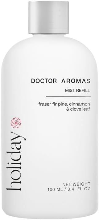 Doctor Aromas Oil Diffuser Essential Oil Blend Refill – Premium Aromatherapy & Home Fragrance, Scent of Fraser Fir Pine, Cinnamon & Clove Leaf, 3.4 fl oz (100 ml) (Holiday)