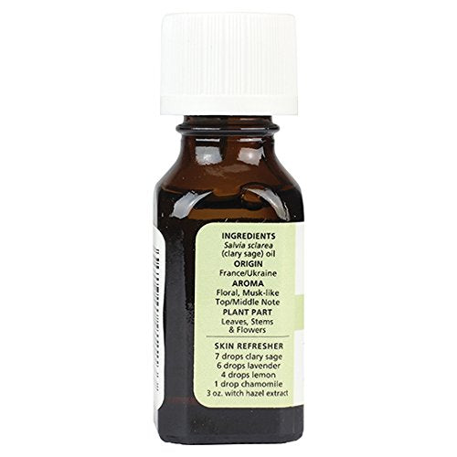 Aura Cacia Clary Sage Essential Oil, Pure Salvia Sclarea Oil, Balancing Aromatherapy for Diffusers, Massage, Relaxation and DIY Blends | 0.5 Fl Oz (Pack of 2)