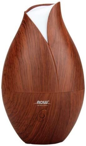 NOW Foods Essential Oils, Ultrasonic Faux Wood Aromatherapy Oil Diffuser, Contemporary Design, Extremely Quiet Heat Free, Color Changing LED Diffuser