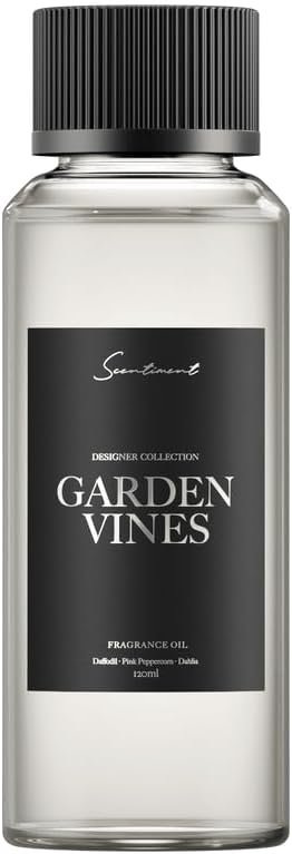 Scentiment Garden Vines Designer Collection Diffuser Oil – Aromatherapy Home Fragrance Oil, Luxurious Scent with Notes of Daffodil, Pink Peppercorn, Dahlia – 4.06 fl oz (120 mL)
