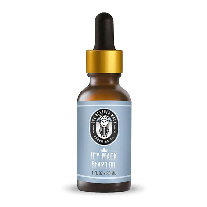 Bearded Mack Premium Beard Oil - The Icy Mack - Peppermint, Eucalyptus & Tea Tree - Softens, Removes Itch & Promotes Healthy Growth - Handcrafted in the USA, 1 oz