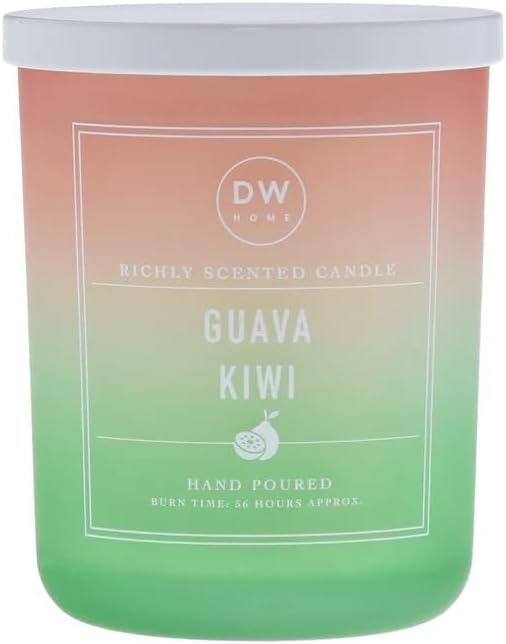 DW Home Guava Kiwi Scented Candle – Tropical Fruit Fragrance with Guava, Kiwi & Melon Notes, Long Burning 15 oz Double Wick Jar Candle for Home Fragrance