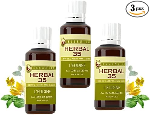 L’EUDINE Herbal 35 Essential Oil Blend 3-Pack-35 Natural Extracts, Peppermint, Eucalyptus & Lavender-Relaxing Aromatherapy Oil for Diffuser, Massage & Stress Relief-Pure Wellness, 3 Fl Oz
