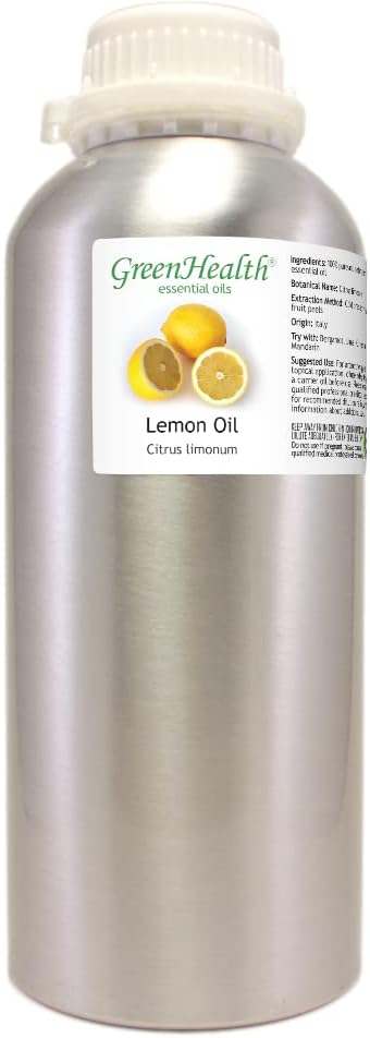32 oz Lemon Essential Oil (100% Pure & Uncut), Aluminum Bottle - GreenHealth