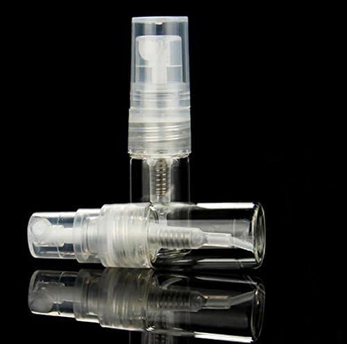 Elfenstall- 10pcs Mini Clear 2ml 5/8 Dram Fine Mist Atomizer Vial Glass Bottle Spray Refillable Perfume Empty Sample Bottle Clean Cloth for Travel Party Free 3ML Dropper