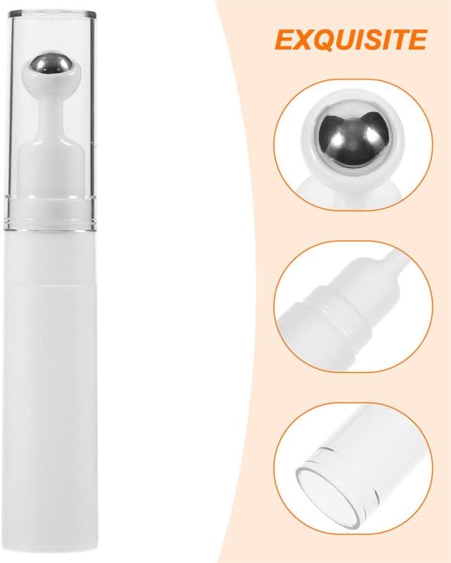 Didiseaon 4pcs Essential Oil Roller Bottle 5 ML White Refillable Perfume Container Travel Size Eye Cream Dispenser Stainless Steel Ball Skin Care Massage Tool Women Daily Morning Kit 3.6 Inches