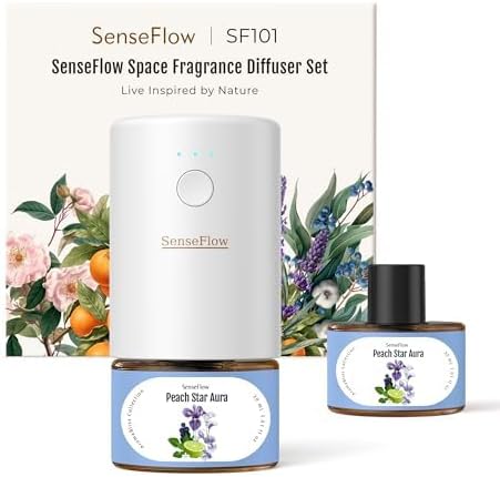 Plug-in Air Freshener for Home, Waterless Essential Oil Diffuser for Bedroom and Bathroom, Non-Toxic Formula for Pets and Nursery, 120 Days Runtime, Refillable Peach Star Aura