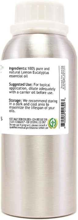GreenHealth Lemon Eucalyptus Essential Oil – 8 fl oz (237 ml) Aluminum Bottle w/Plug Cap – 100% Pure, Natural Aromatherapy Oil for Diffusers, Candles, DIY & Home Refreshing