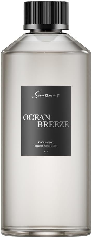 Scentiment Ocean Breeze Diffuser Oil - Premium Hotel Scent with Notes of Bergamot, Lemon, Jasmine with Marine & Amber Home Scent, Hotel Fragrance Oil Diffuser Refill - 16.91 fl oz (500 mL)
