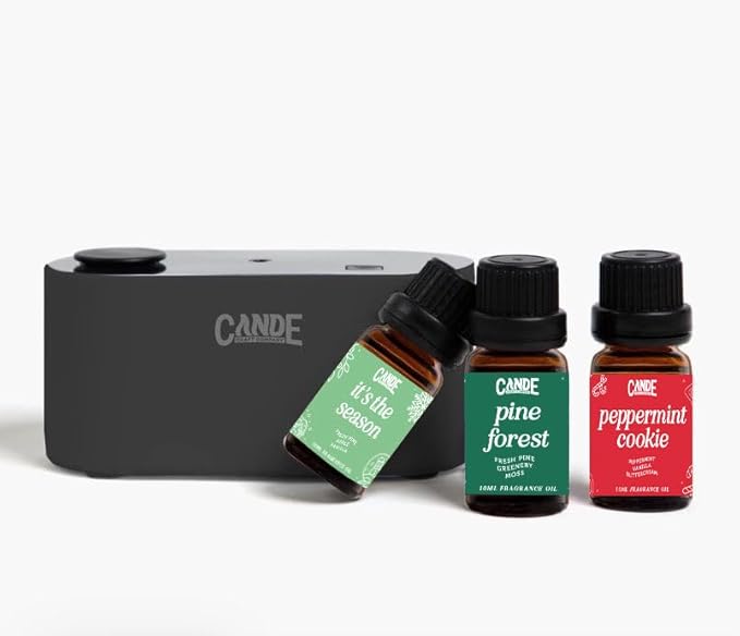 CE CRAFT Waterless Travel Diffuser Gift Set - Rechargeable Diffuser for Aromatherapy - Includes 3 Fragrance Oils - Fragrance Dispenser for Office and Home - Masculine, Black Scents