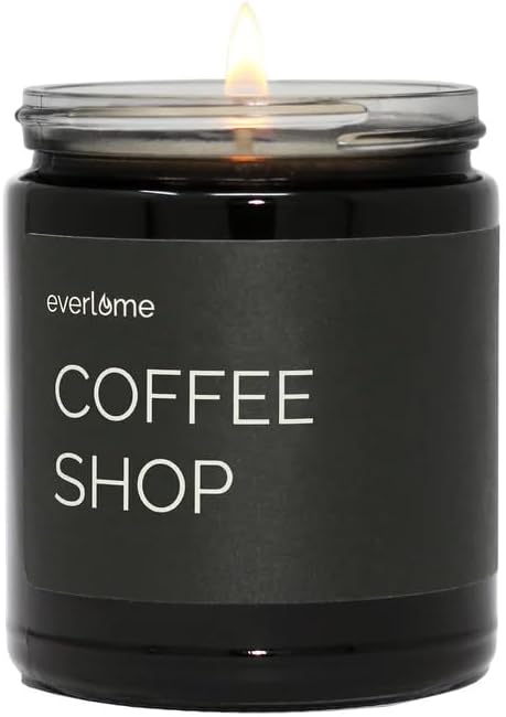 Premium Soy Wax Candle | Highly Scented Black Glass Jar Candles | Long Lasting, Clean Burn | 8 oz | Gifts for Man and Woman | Made in USA (Coffee Shop)