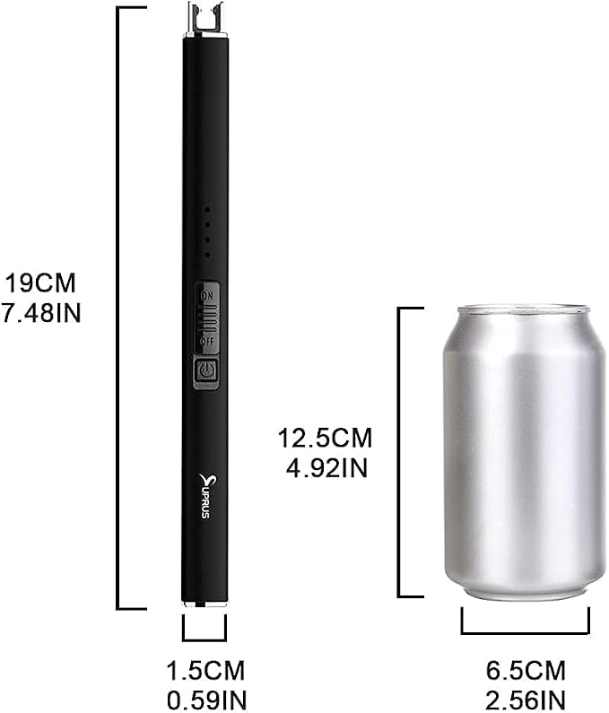 SUPRUS Electric Lighter Arc Windproof Flameless USB Rechargeable Lighter with Safety Lock for Candle BBQ Camping Gifts for Women Mom(Black)