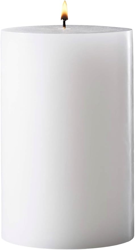 Mister Candle Unscented 4"x6" White Pillar Candle, Solid Color, Cotton Wick, Dripless & Smokeless, Premium Wax Candle for Home Decor, Handmade, 120 Hour Burn Time