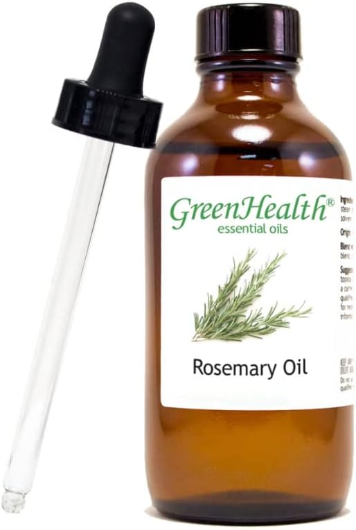GreenHealth Rosemary Essential Oil – 4 fl oz (Pack of 2) – 100% Pure & Natural – Undiluted Steam Distilled – Amber Glass Bottle with Dropper for Diffuser, Candle Making, DIY, and Home Fragrance