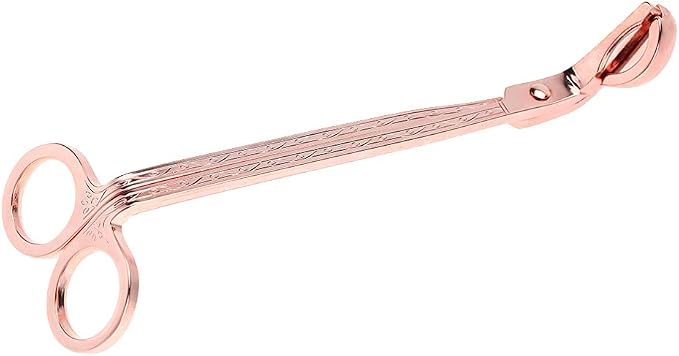 Changor Candle Wick Trimmer Rose Gold, Stainless Steel Candle Heart Clip Scissors Wick Cutter Scissors Tool for Candle Lovers, Reaches Deep to Cut Wick for Burn and Prevent Soot, 6.9 * 2.3in