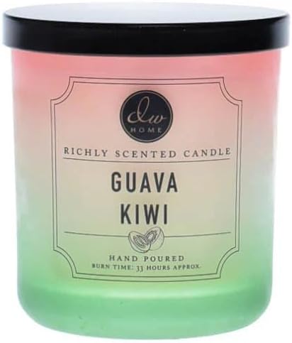 DW Home Guava Kiwi Scented Candle – Tropical Fruit Fragrance with Guava, Kiwi & Melon Notes, Long Burning 9 oz Single Wick Jar Candle for Home Fragrance