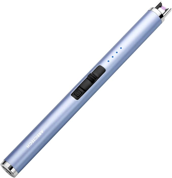 ARECTECH Rechargeable Electric Candle Lighter Arc Plasma Windproof Lighter for Candle Kitchen Birthday Gift for Mom Men Wife with Type-C Cable Blue