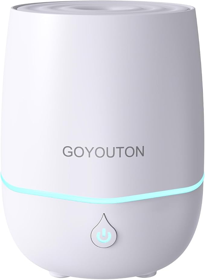 Essential Oil Diffuser, 200ML Diffusers for Home Scent Aromatherapy Diffuser Air Desk Humidifier Oil Diffuser romfor Bedroom Room Office with 7 Color LED Lights Quiet Waterless Auto Shuts-off (White)