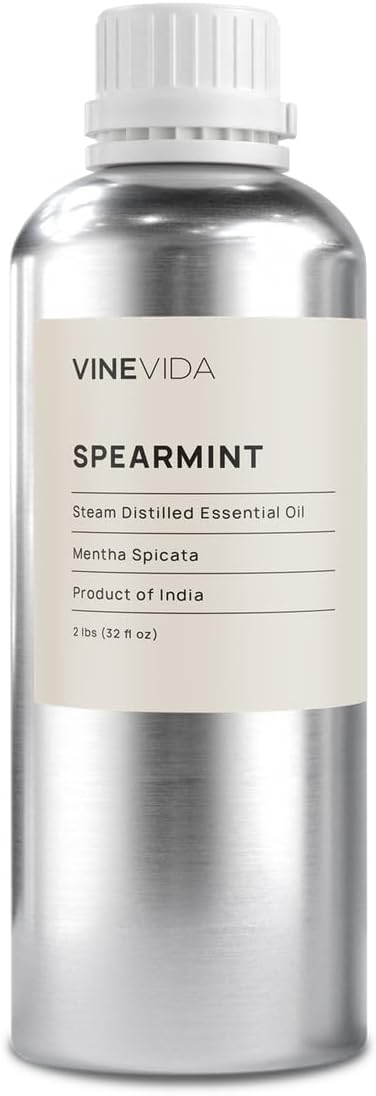 VINEVIDA Spearmint Essential Oil 32 oz - Undiluted Spearmint Oil 32 oz - Spearmint Candle Oil Scent - DIY Candle Scents for Candlemaking - Bulk Essential Oil for Soap Making Safe for Skin