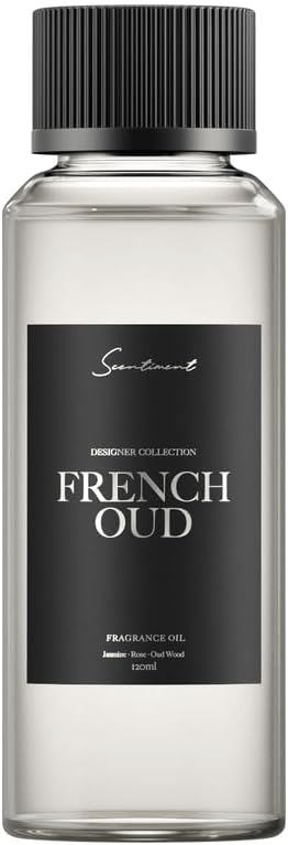 Scentiment French Oud Designer Collection Diffuser Oil – Jasmine, Rose, Oud Wood, Vanilla, Patchouli, Sandalwood Scent for Diffusers, Fragrance Oil – 4.06 fl oz (120 mL)