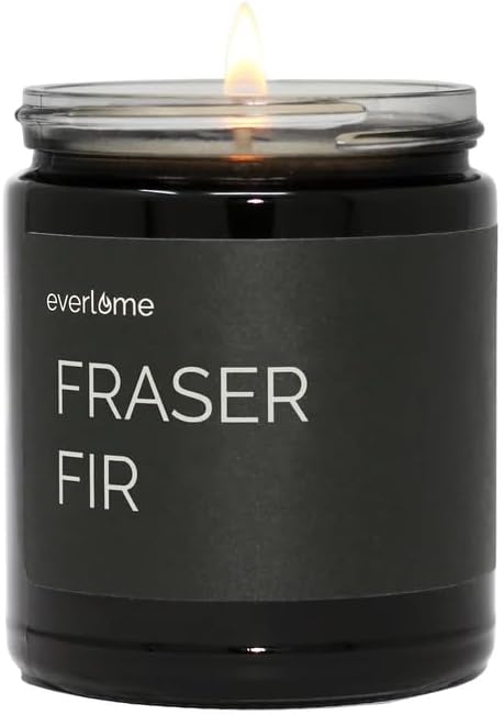 Premium Soy Wax Candle | Highly Scented Black Glass Jar Candles | Long Lasting, Clean Burn | 8 oz | Gifts for Man and Woman | Made in USA (Fraser Fir)