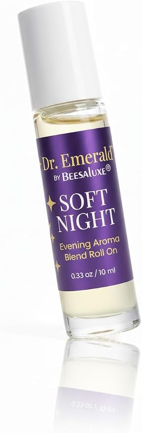 Dr. Emerald Soft Night Evening Aroma Aromatherapy Roll On - Essential Oil Blend with Lavender, Marjoram, Chamomile, Valerian & Ylang Ylang (10 ml / 0.33 oz, Soft Night)