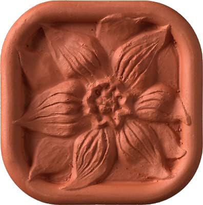JBK Pottery Ceramic Clay Diffuser – Passive Aromatherapy Oil Diffuser for Essential Oils, Great Home Decor, Car & Office Desk, Patio Warmer, Travel Size Gift, Small Mini Terracotta (Clemantis Flower)