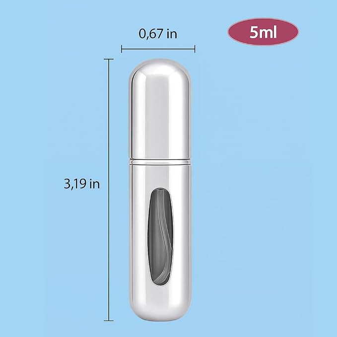 Mini Refillable Perfume Atomizer 5ml – Travel-Size Spray Bottle for Fragrance, Easy Refill, Leak-Proof Design, Compact Scent Dispenser for Purse or Pocket (Variety Pack of 3)