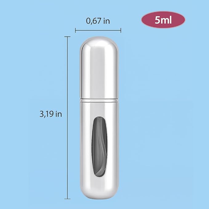 Mini Refillable Perfume Atomizer 5ml – Travel-Size Spray Bottle for Fragrance, Easy Refill, Leak-Proof Design, Compact Scent Dispenser for Purse or Pocket (Pack of 2)