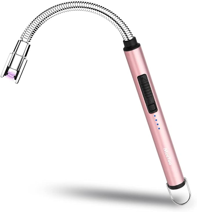 MeeToo Lighter, Electric Candle Rechargeable USB Lighter Plasma Arc for Candle Birthday Camping Rose Gold