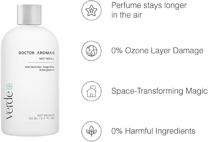 Doctor Aromas Oil Diffuser Essential Oil Blend Refill – Premium Aromatherapy & Home Fragrance, Scent of Lavender, Bergamot & Magnolia, 3.4 fl oz (100 ml) (Verde)