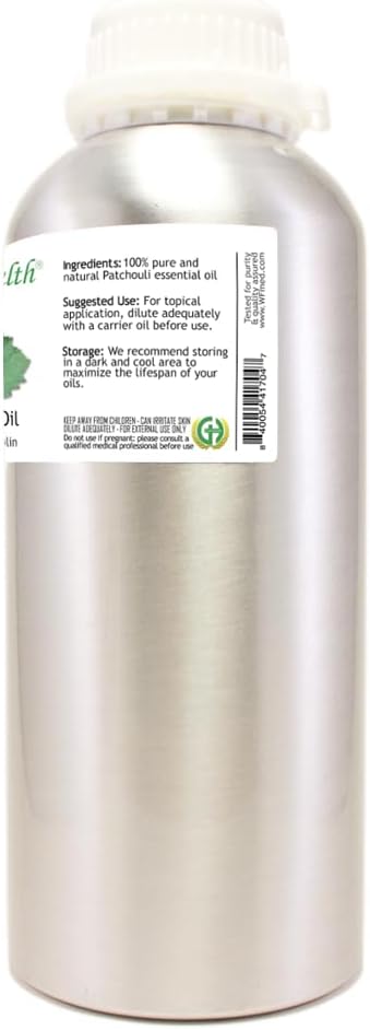 Patchouli Essential Oil - 32 fl oz - Aluminum Bottle w/Locking Cap - 100% Pure Essential Oil - GreenHealth