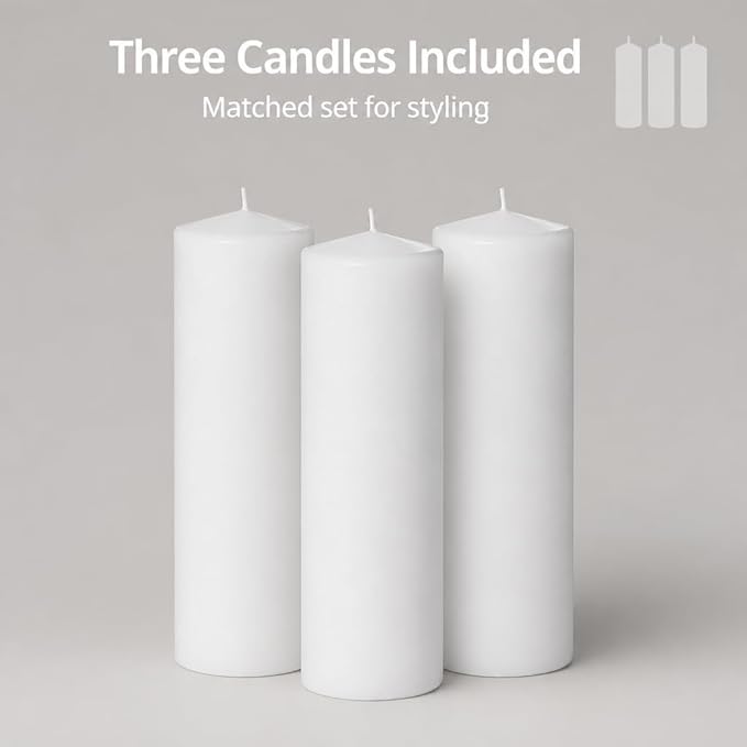 yummi 3" x 10" White Round Pillar Candles - 3 per Pack