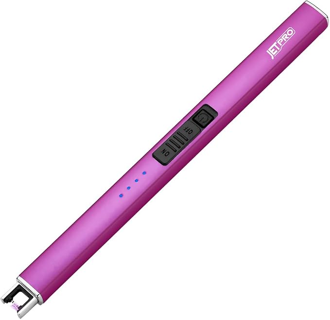 Electric Arc Windproof Lighter Flameless USB Rechargeable Lighter with Safety Lock for Candle BBQ Camping (Purple)