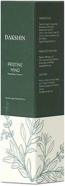 DAKSHIN Pristine Mind Essential Oil Roll-On | Rosemary, Lemon, Basil & Peppermint | Naturally Clarifying Focus Aromatherapy | Cruelty-Free | 10ml