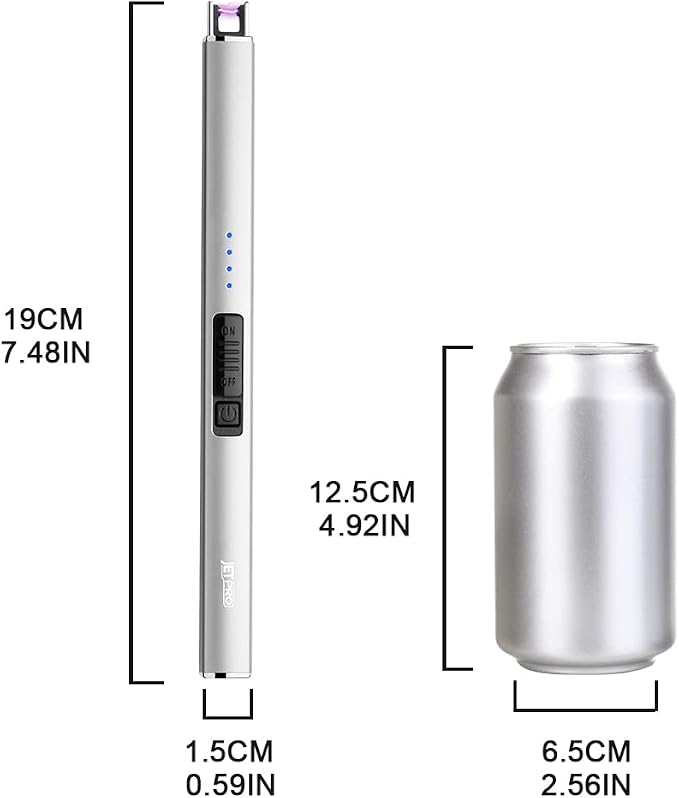 Electric Arc Windproof Lighter Flameless USB Rechargeable Lighter with Safety Lock for Candle BBQ Camping (Silver)