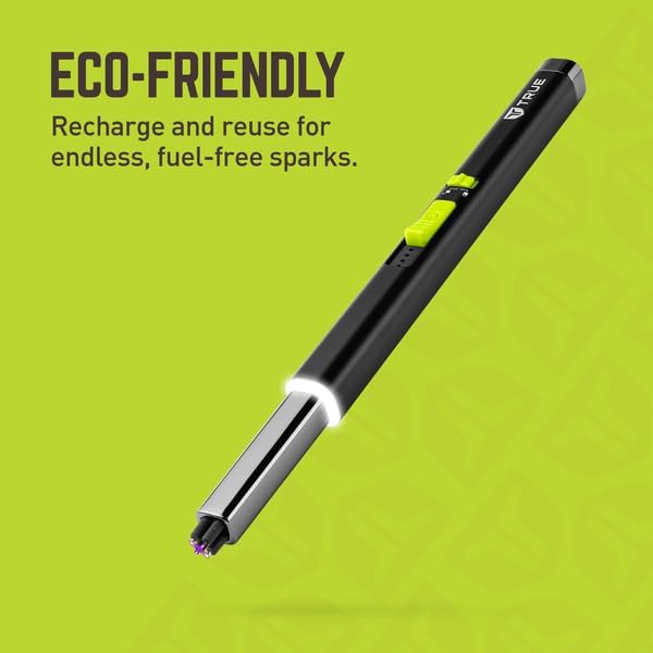 True Plasma Lighter Wand - USB-C Rechargeable, Flameless, Fuel-Free, Durable Aluminum, Impact Resistant, Includes Safety Lock Switch
